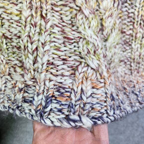 Abercrombie & Fitch Oversized Sweater Sz L Chunky Cable Knit Rainbow Ombre Boxy - Picture 6 of 12